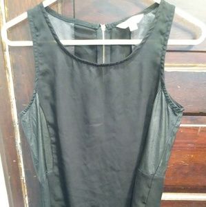 Charming Charlie Sheer and Pleather Black Tank Top
